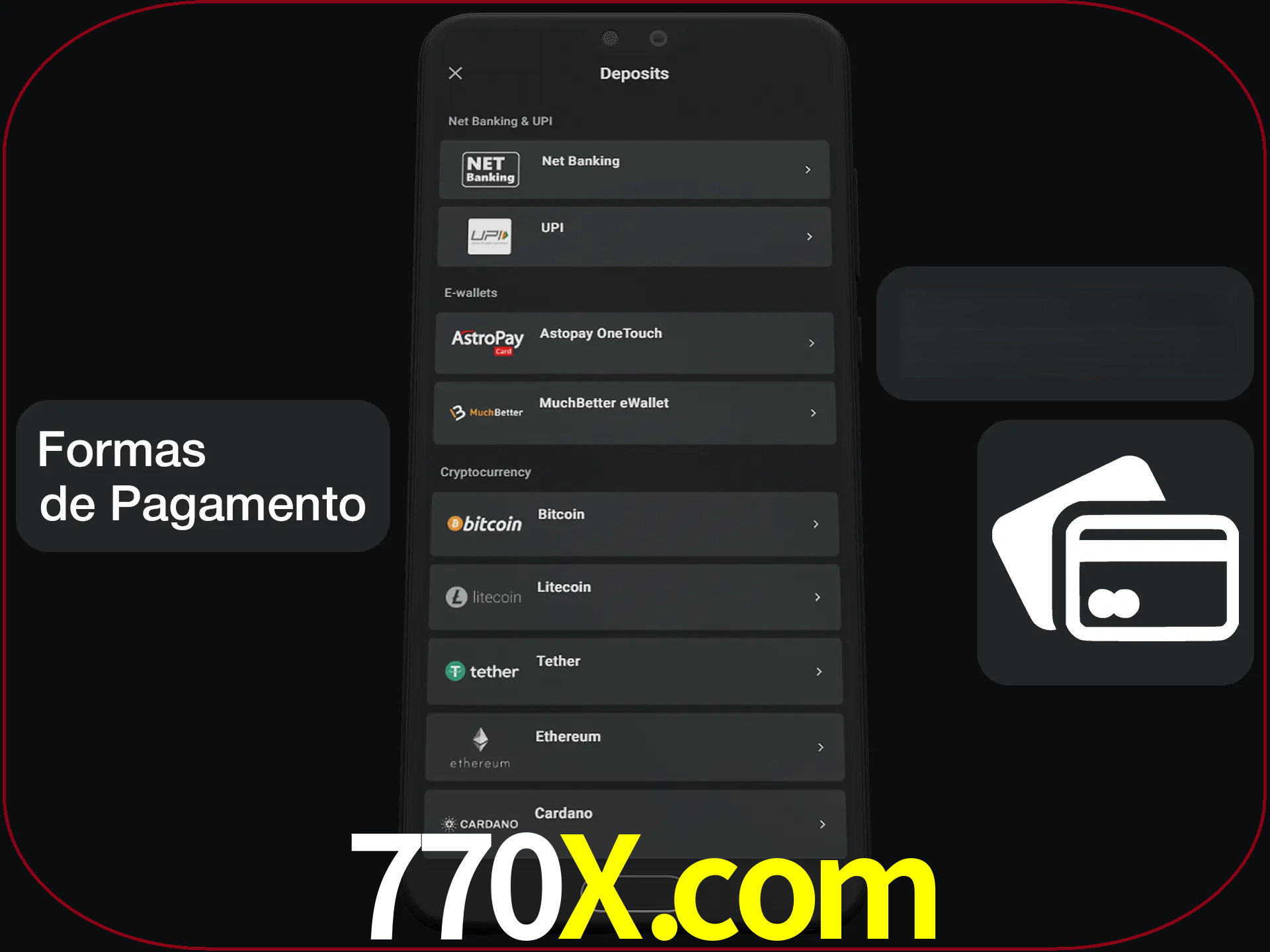 Escolha a forma de pagamento de sua preferência.